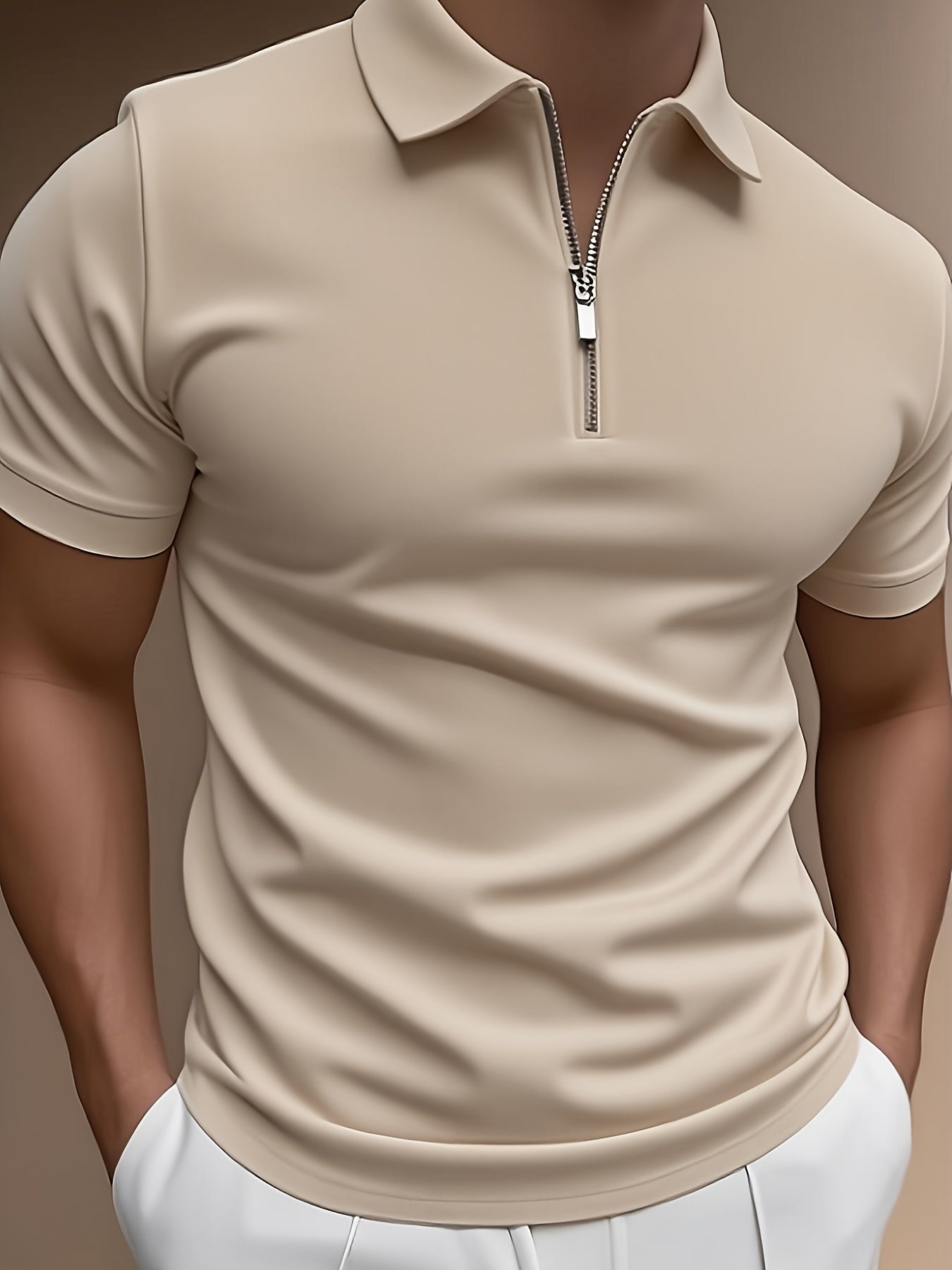 Camiseta Masculina com Meio Zíper – Preta, Leve, Elegante, Perfeita para Verão e Ocasiões Casuais
