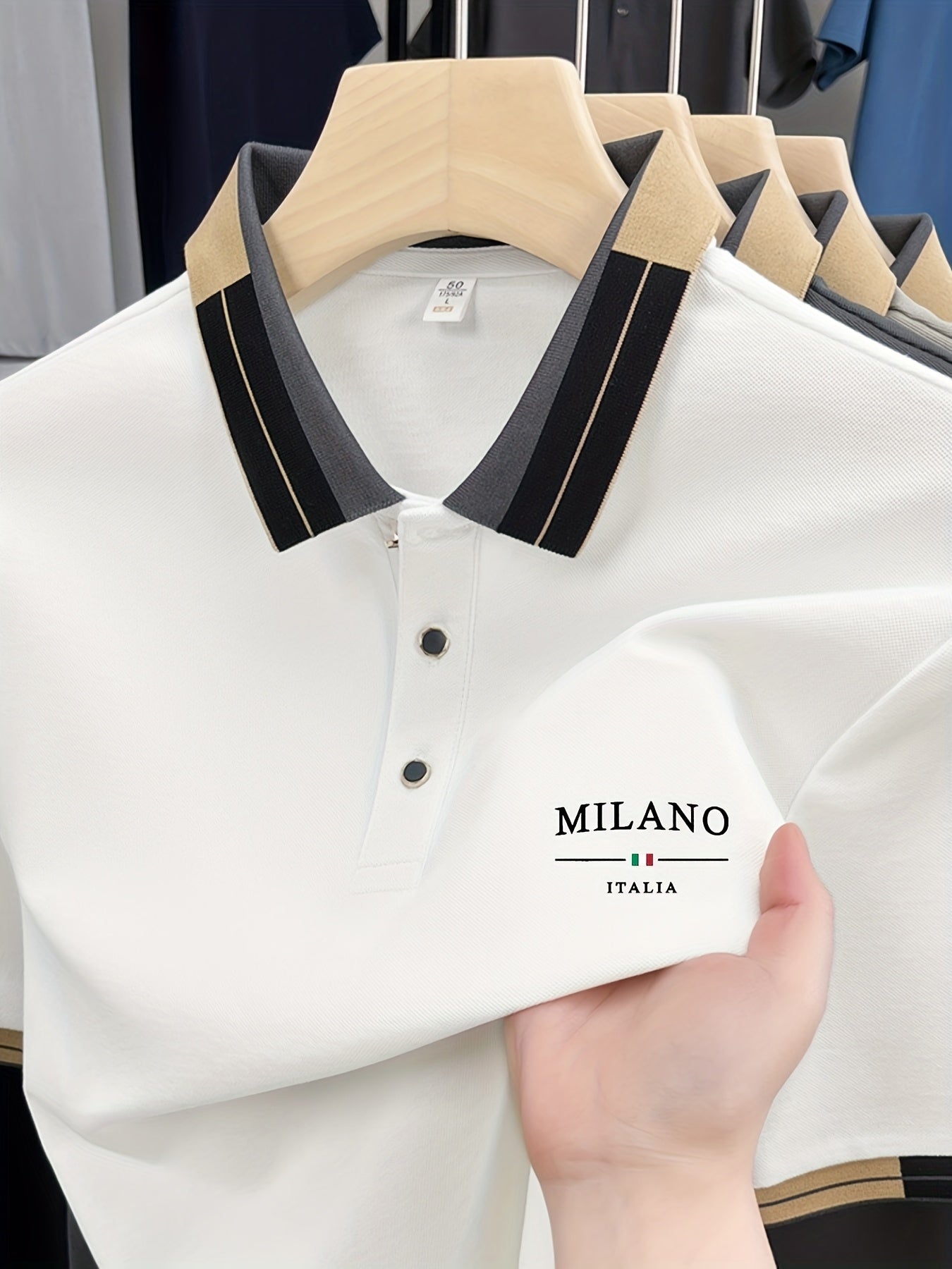Polo Masculina Leve com Estampa "Milano Italia" – Confortável, Respirável, Ideal para Verão e Dia a Dia