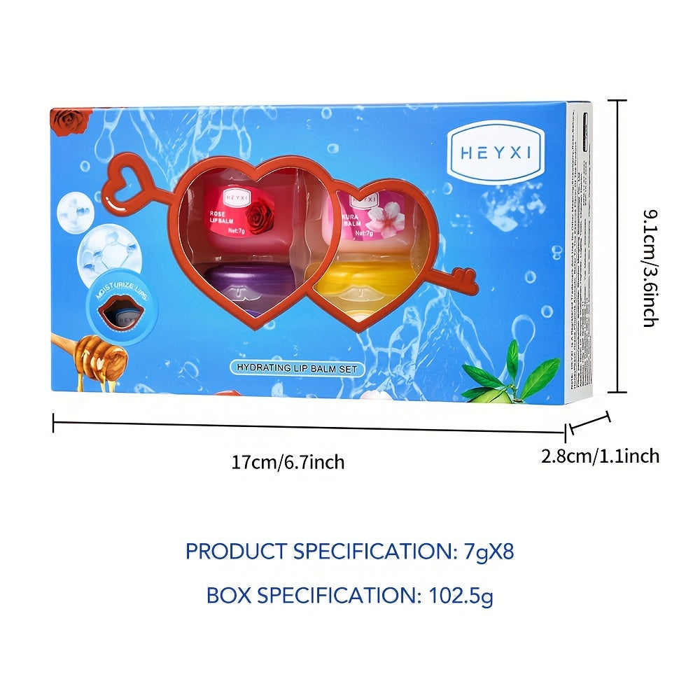 Kit 8 Hidratantes Labiais – Bálsamos Ultra Hidratantes e Máscara Anti-Ressecamento para Lábios Macios, Presentinho Perfeito o Ano Todo
