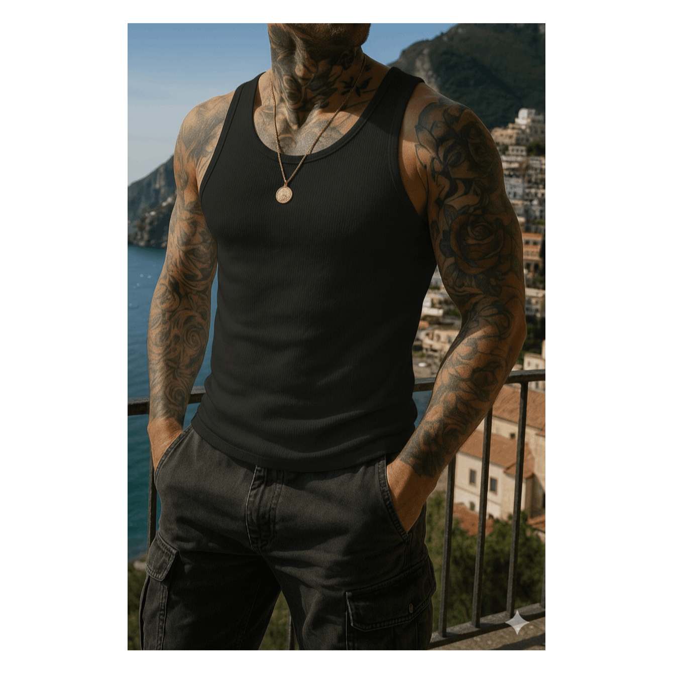 Regata Masculina Rendada Estilo Americano – Conforto, Estilo e Caimento Perfeito