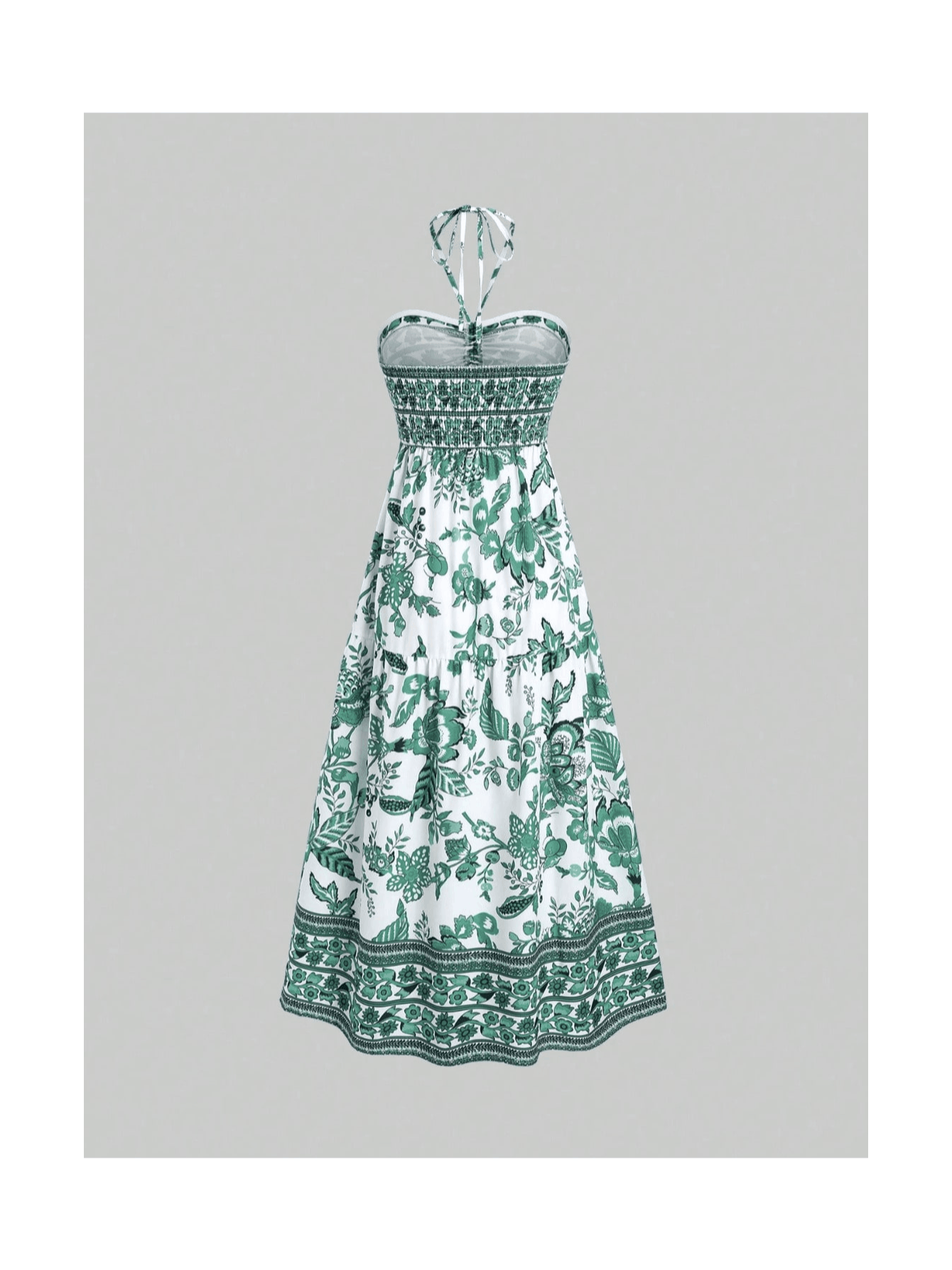 Vestido ISARA Estampado com Gola Halter – Estilo Fresco de Férias, Leve, Moderno e Perfeito para Looks Femininos Casuais