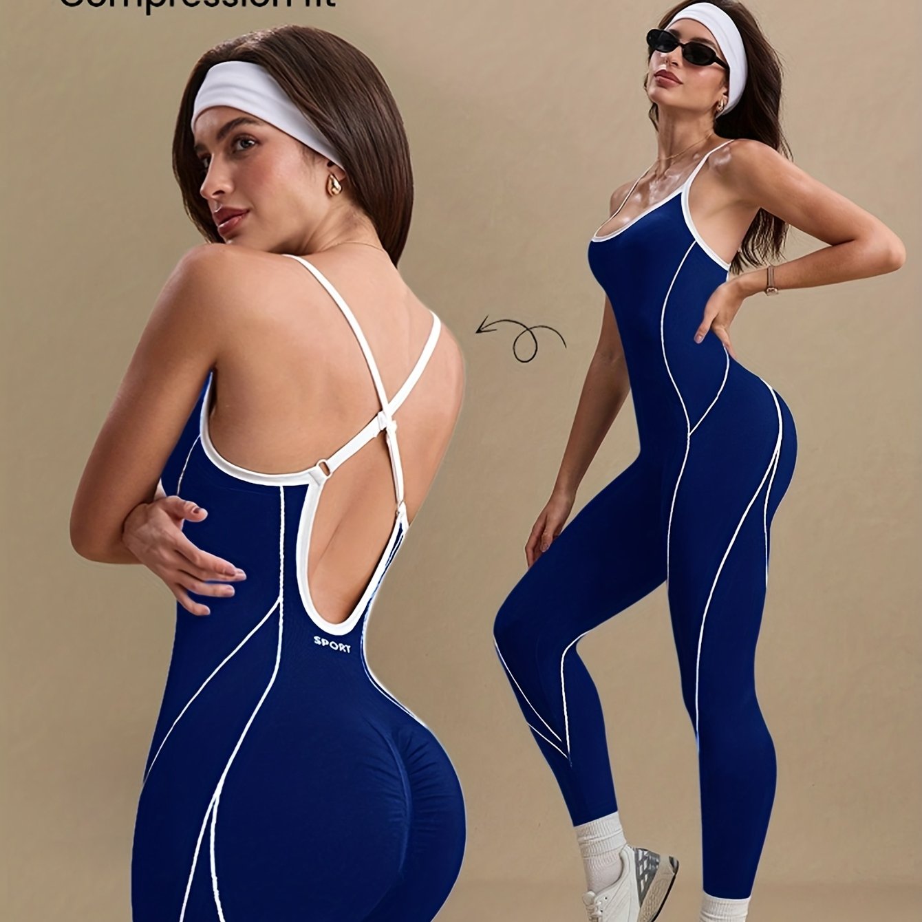 Macacão Fitness Seamless Color Block – Modelagem Única, Alças Cruzadas e Costas Abertas (Sem Bojo)