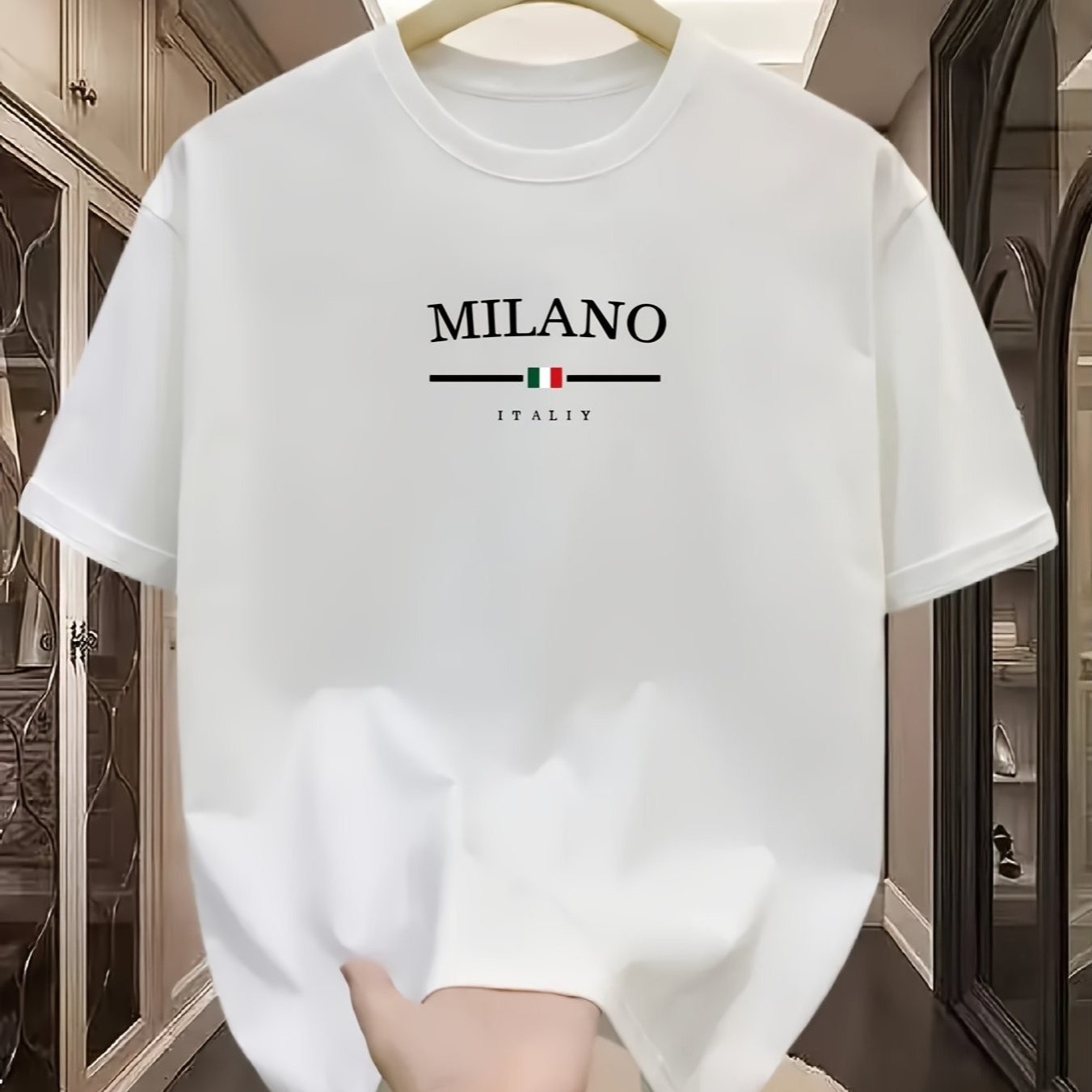 Camiseta Masculina 100% Algodão – Modelo Milano Minimalista, Gola Redonda, Respirável para o Verão e Uso Diário, Conforto Premium e Estilo Casual