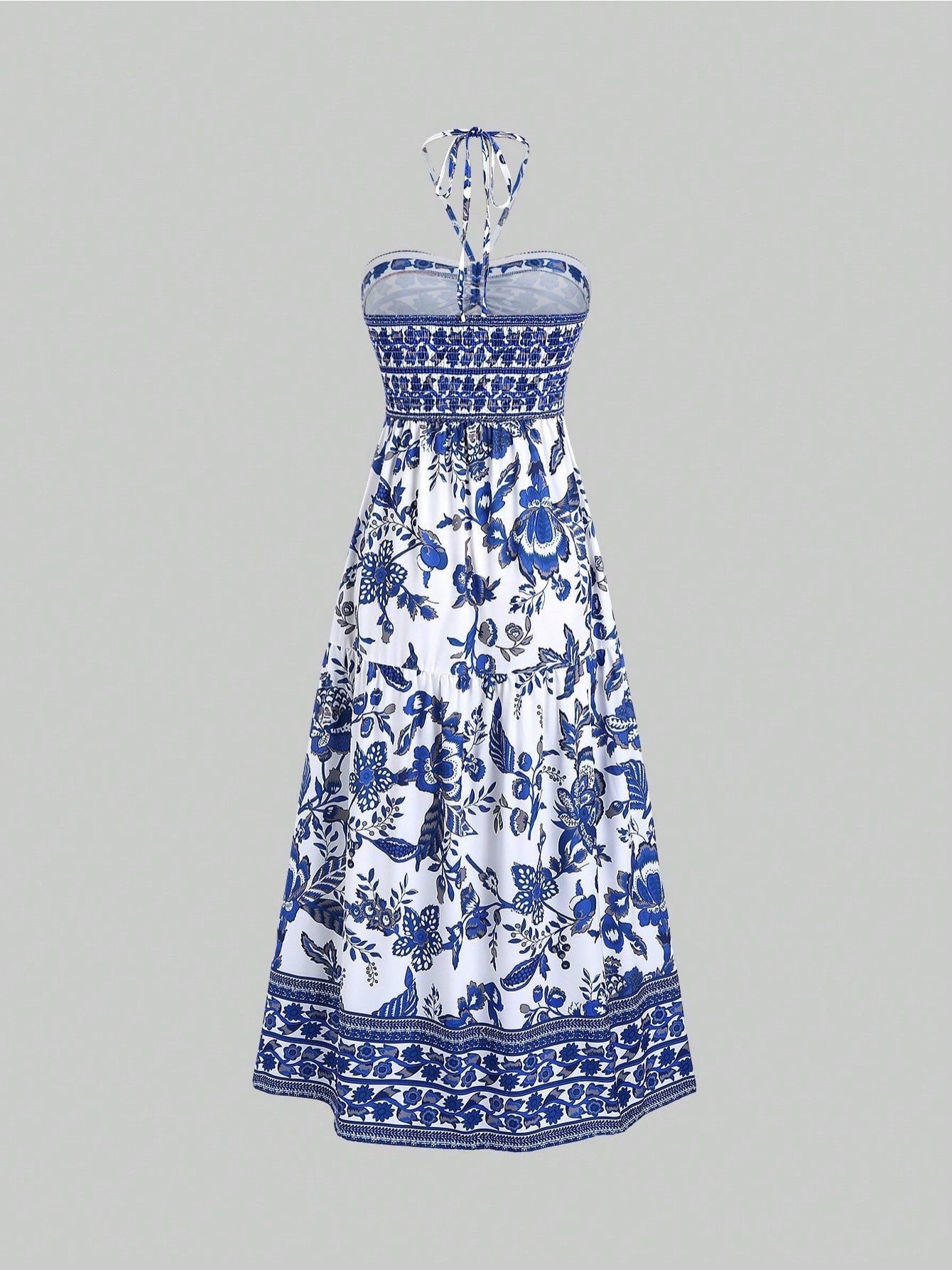 Vestido ISARA Estampado com Gola Halter – Estilo Fresco de Férias, Leve, Moderno e Perfeito para Looks Femininos Casuais