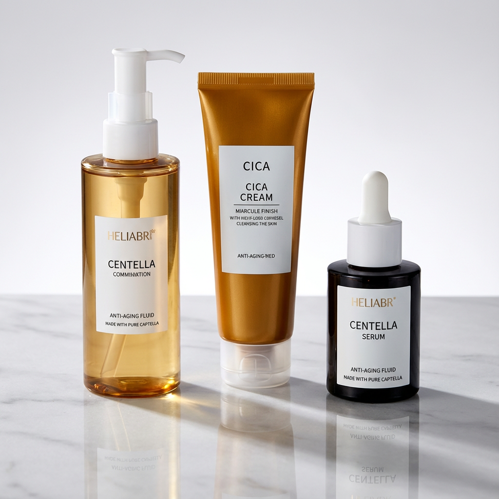 Kit Centella para Pele Sensível — Óleo Demaquilante + Cleanser + Sérum Calmante | Cuidado Diário Completo