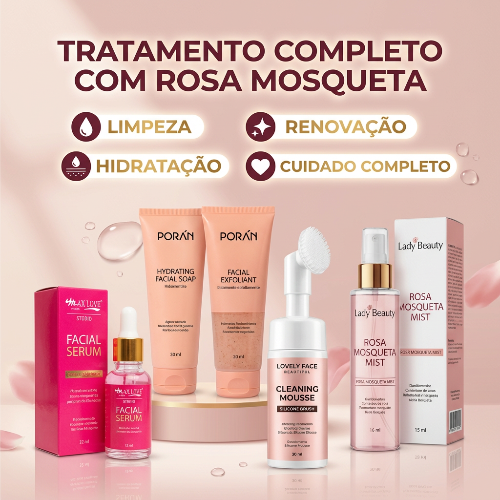 Skincare Rosa Mosqueta – Limpeza +Hidratação - Tratamento Completo