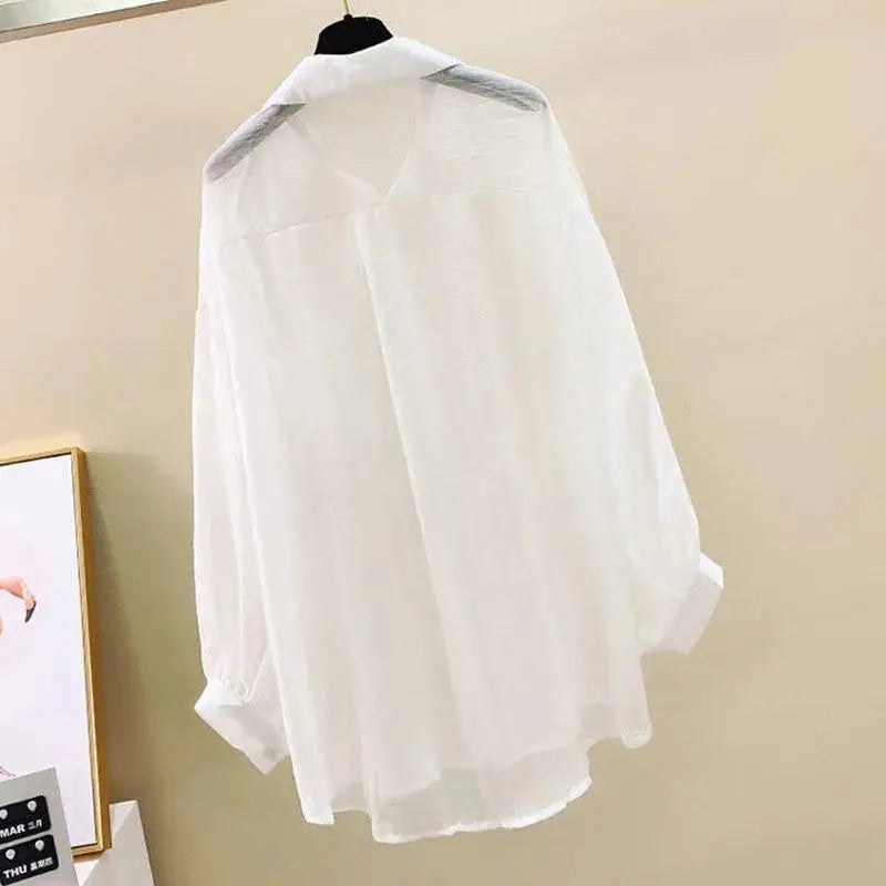 Blusa Feminina Solar em Chiffon – Transparência Delicada, Estilo Harajuku