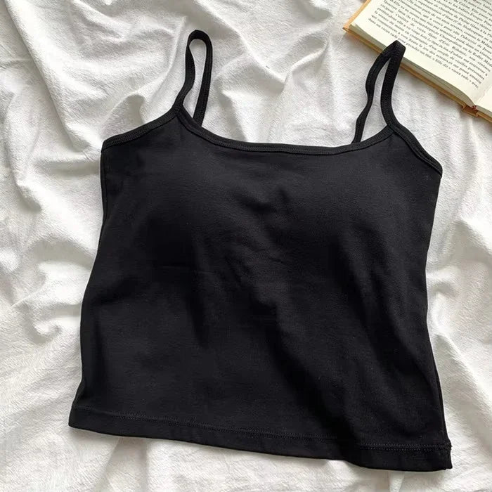 Camisete Feminina Slim com Bojo • Alças Finas • Verão • Top Curto Básico