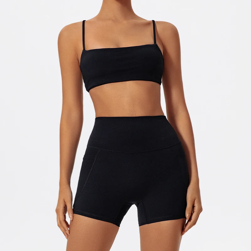 Conjunto Fitness Feminino CTENKEVET 2 Peças – Top Secagem Rápida + Shorts de Alta Elasticidade | Yoga, Academia e Atividade Física