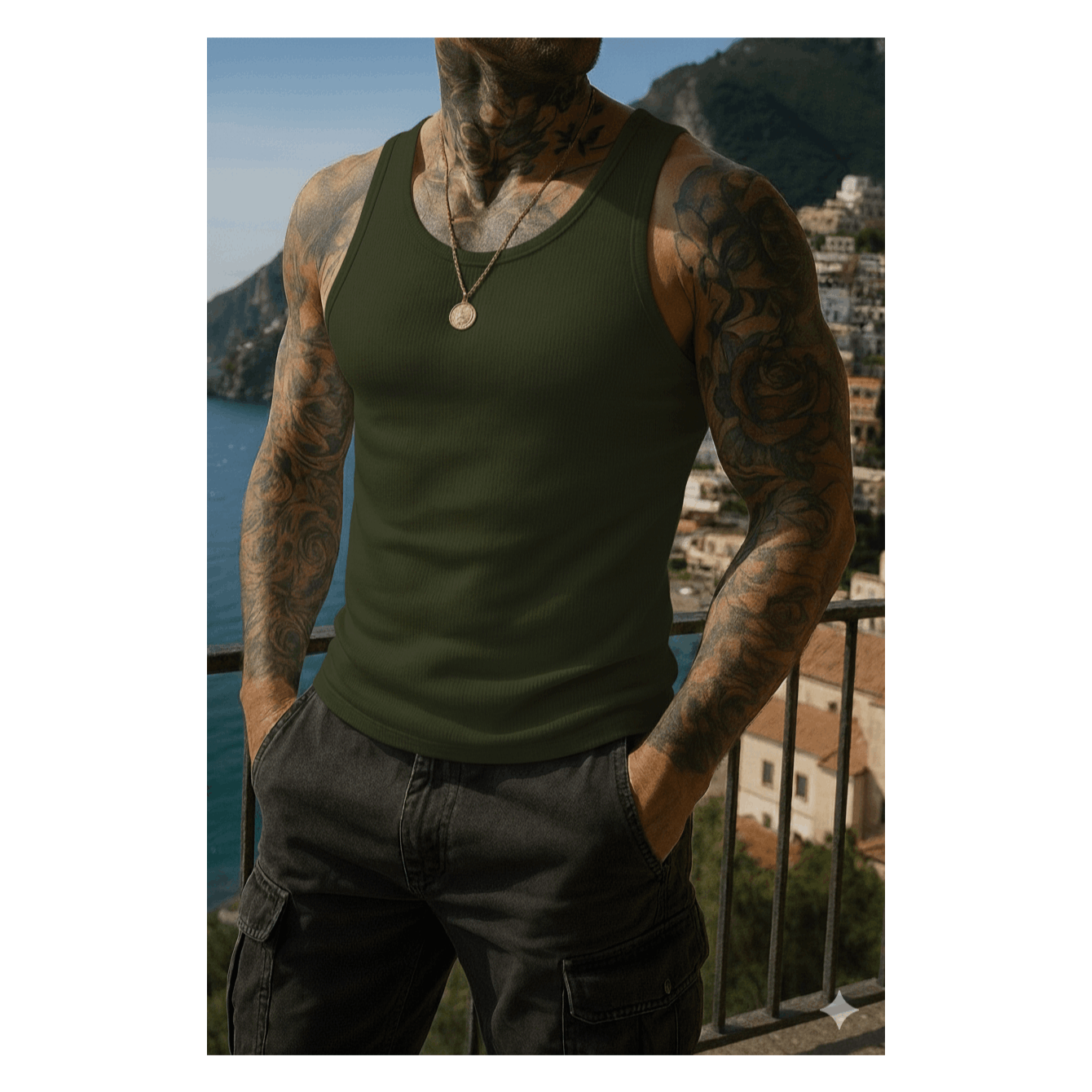 Regata Masculina Rendada Estilo Americano – Conforto, Estilo e Caimento Perfeito