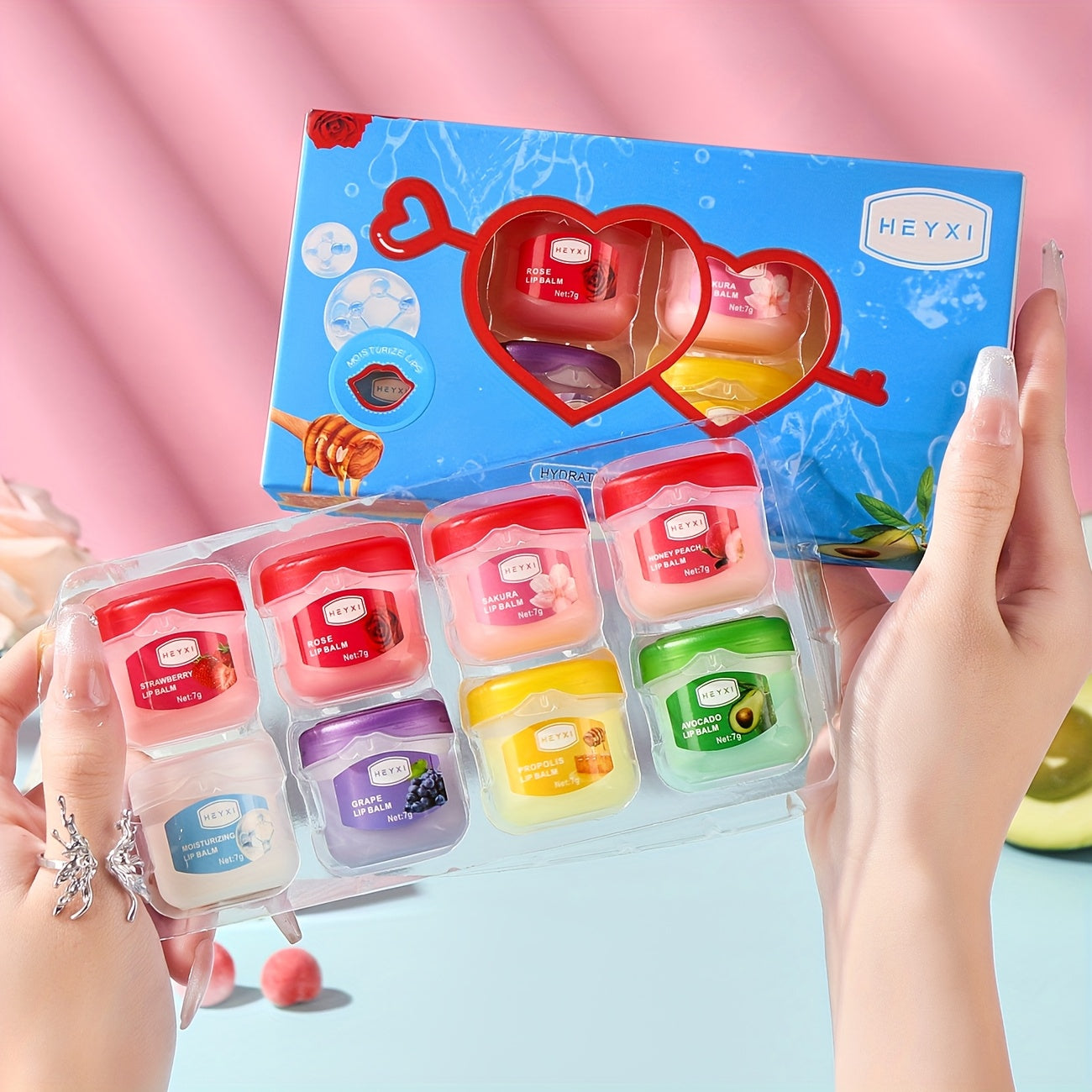 Kit 8 Hidratantes Labiais – Bálsamos Ultra Hidratantes e Máscara Anti-Ressecamento para Lábios Macios, Presentinho Perfeito o Ano Todo