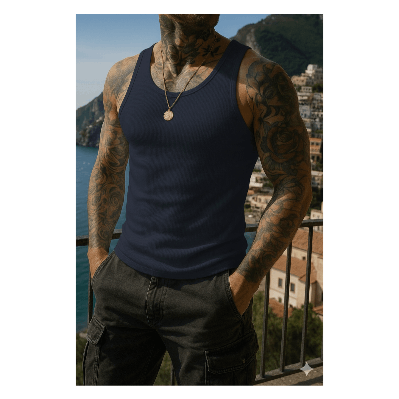 Regata Masculina Rendada Estilo Americano – Conforto, Estilo e Caimento Perfeito