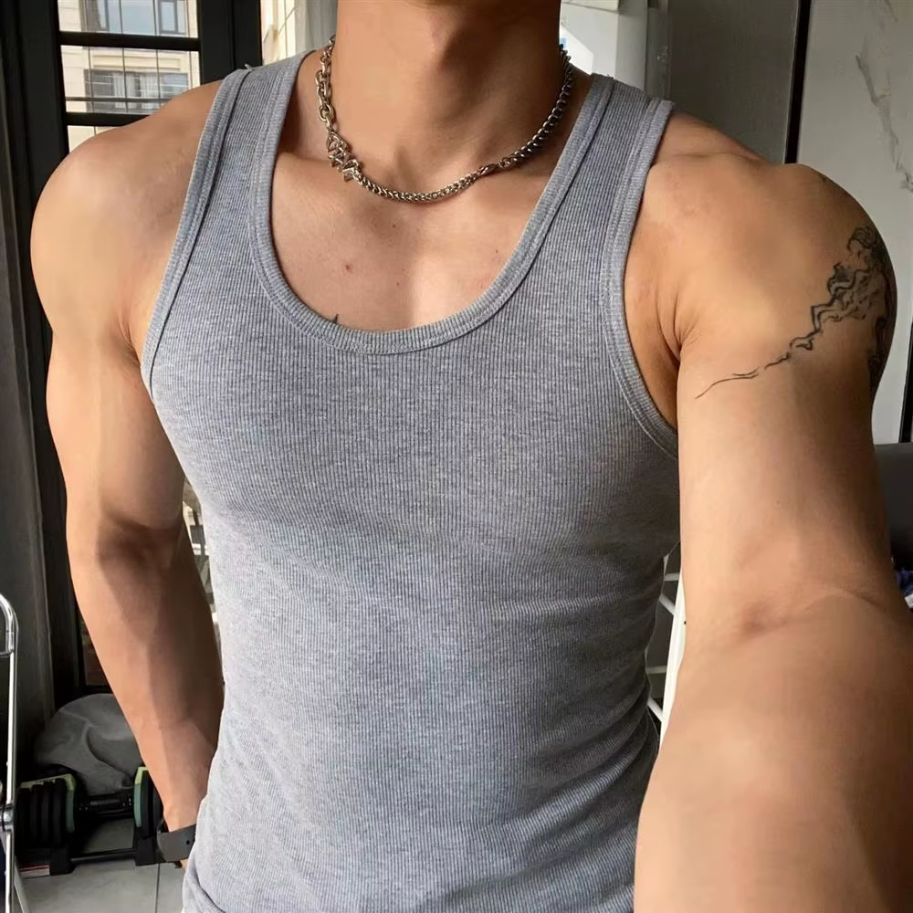 Regata Masculina Canelada Grossa · Muscle Fit · Branca